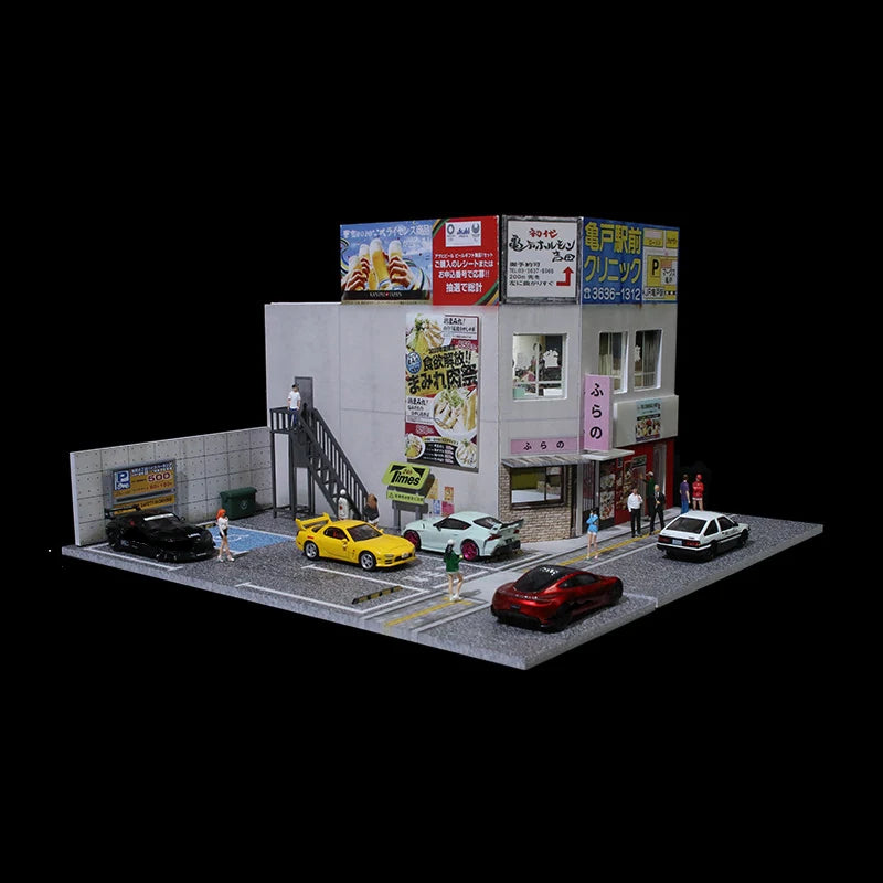1:64 Diecast Display Case – Japanese Commercial Building Scene, Japanese Commercial Building Scene base