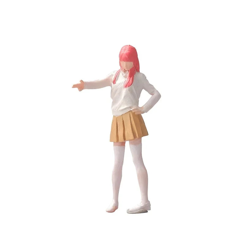1:64 Miniature Figures – Costumed Characters, Short Skirt Girl – Pink Hair base