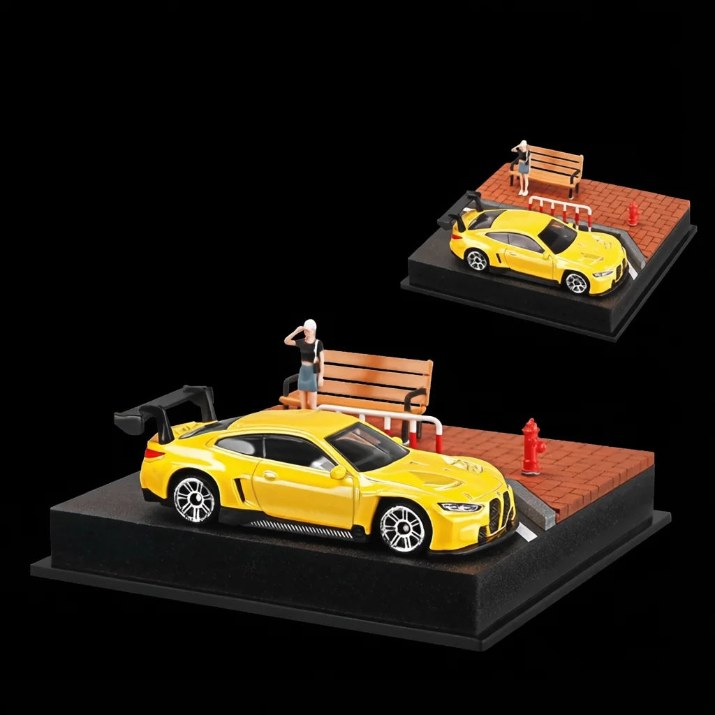 Two orange brick road display cases shown together, one large in front and one behind