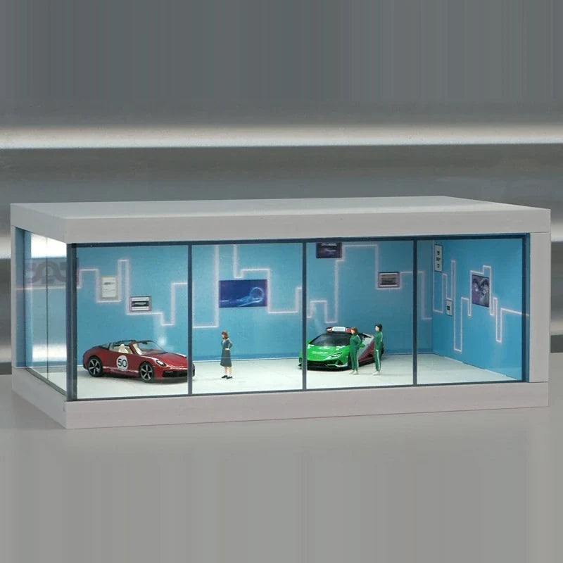 1:64 Diecast Display Case – Parking Lot Scene, Blue base