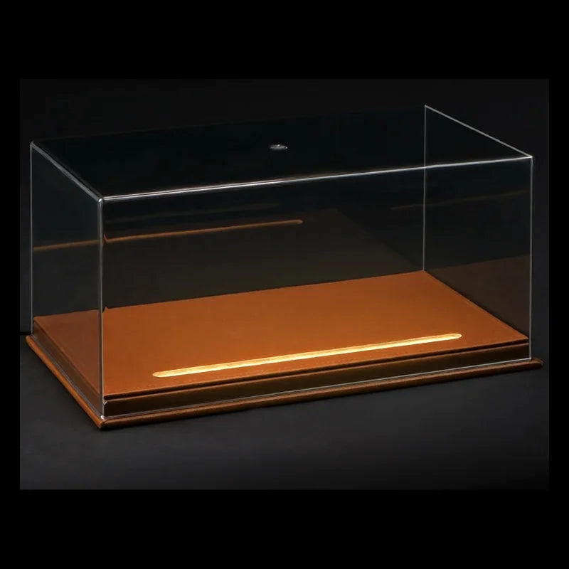 1:24 Diecast Display Case – LED-Lit Dust Cover, Brown base