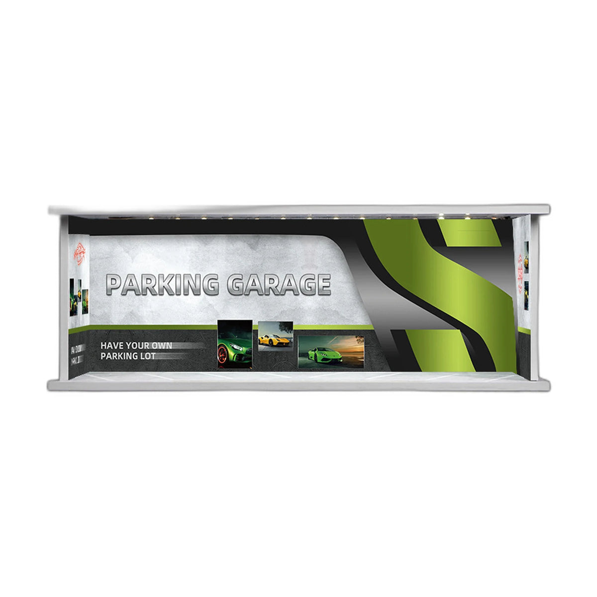 1:64 Diecast Display Case – Garage Scene Series, Green base