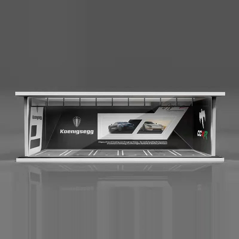 1:64 Diecast Display Case – Lit Scene Series, Koenigsegg Showroom base
