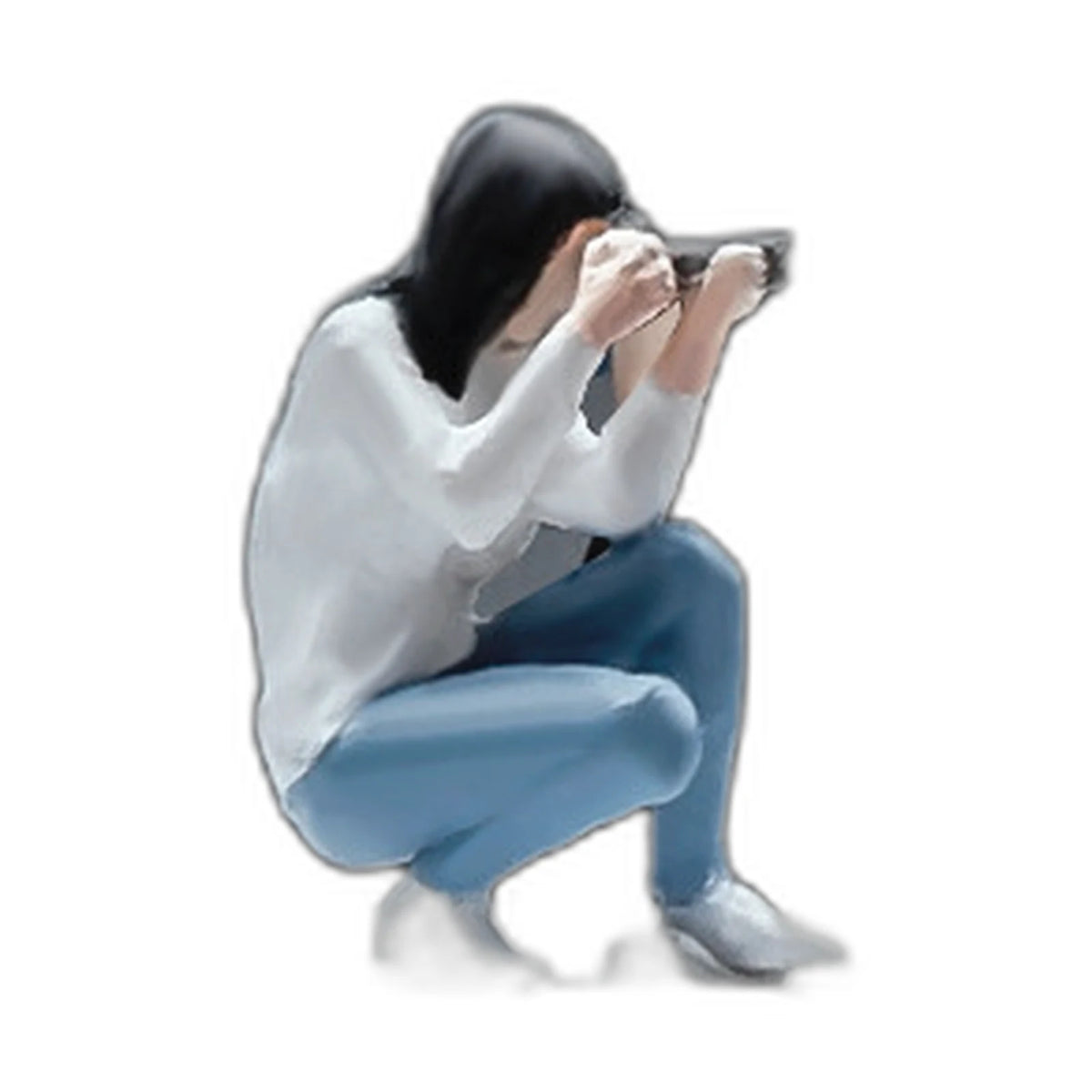 1:64 Miniature Photography Figures – 5 Poses, Photo Girl – Crouching base