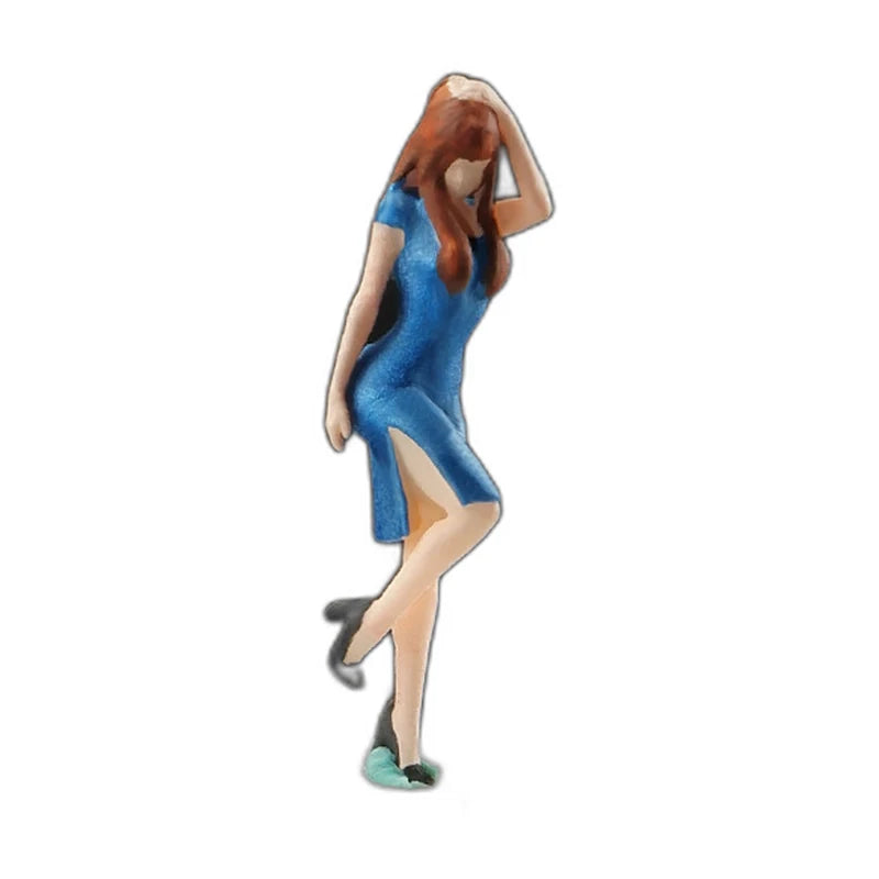 1:64 Miniature Figures – 50 People, Animals & Props, Qipao Woman – Blue base