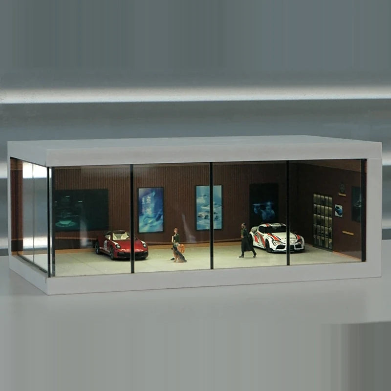 1:64 Diecast Display Case – Parking Lot Scene, Brown base