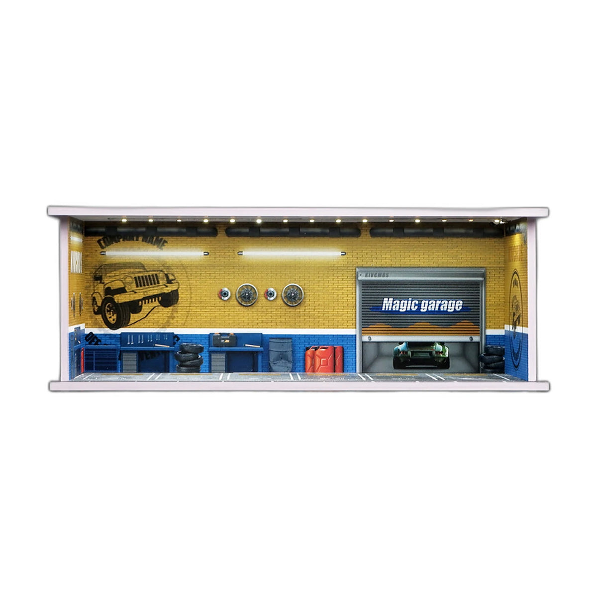 1:64 Diecast Display Case – Garage Scene Series, Repair Shop base