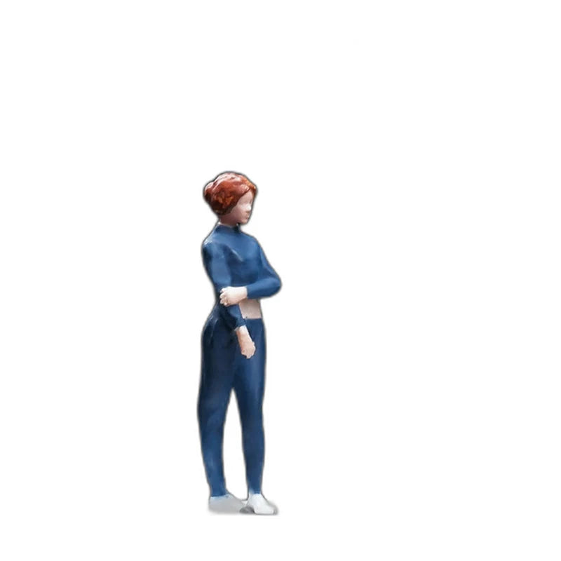 1:64 Miniature Figures – 50 People, Animals & Props, Sporty Girl – Blue base