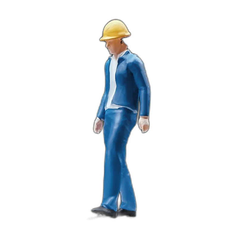 1:64 Miniature Figures – 50 People, Animals & Props, Worker Standing – Blue base