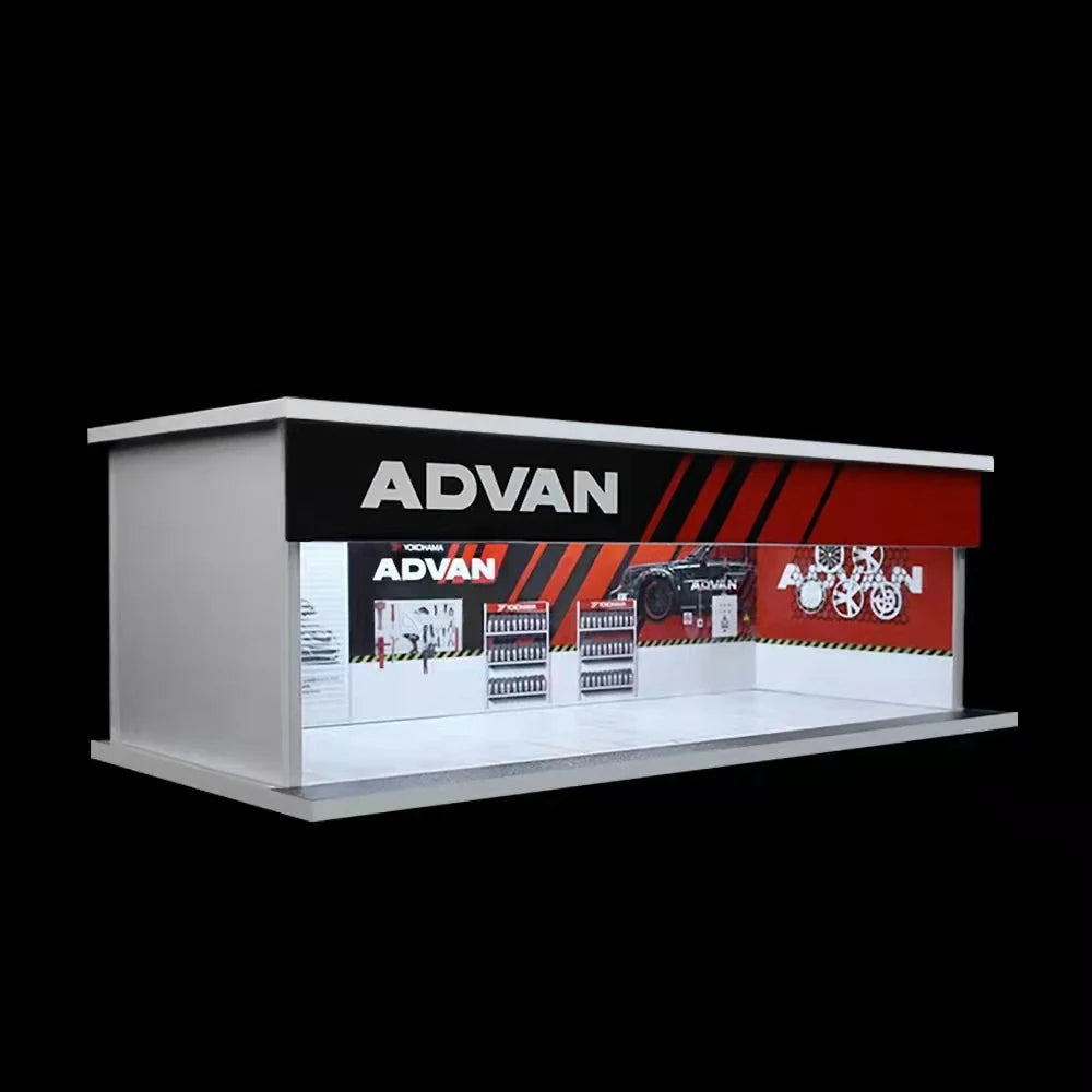 1:64 Diecast Display Case – Lit Scene Series, Advan Workshop base