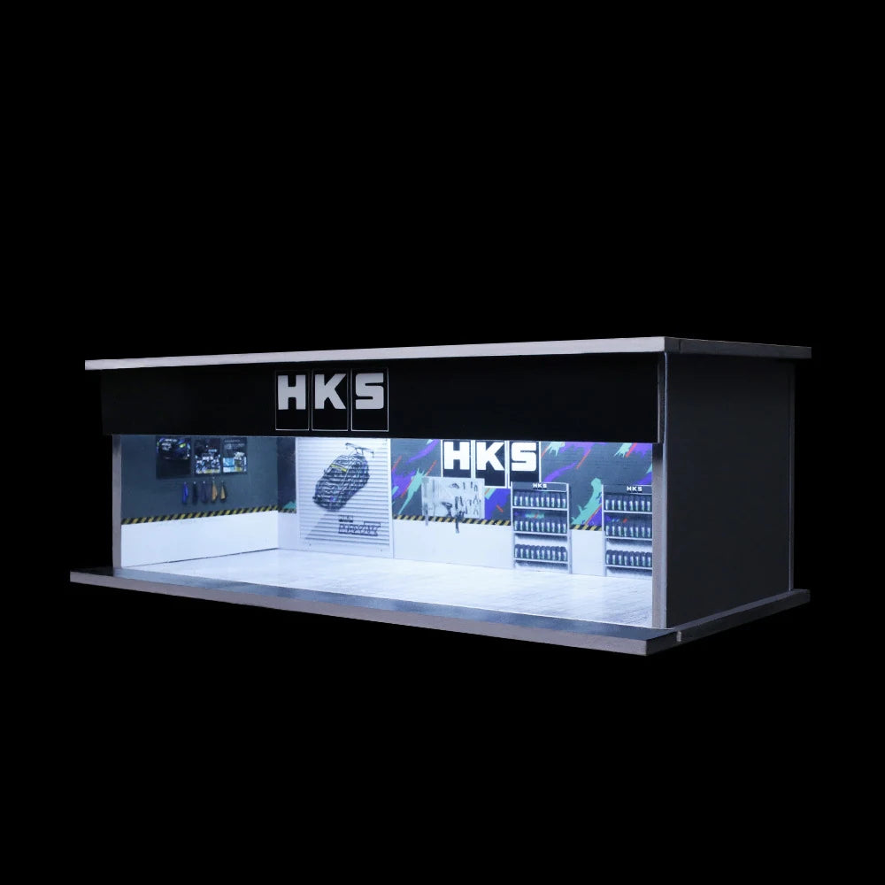 1:64 Diecast Display Case – Lit Scene Series, HKS Workshop base