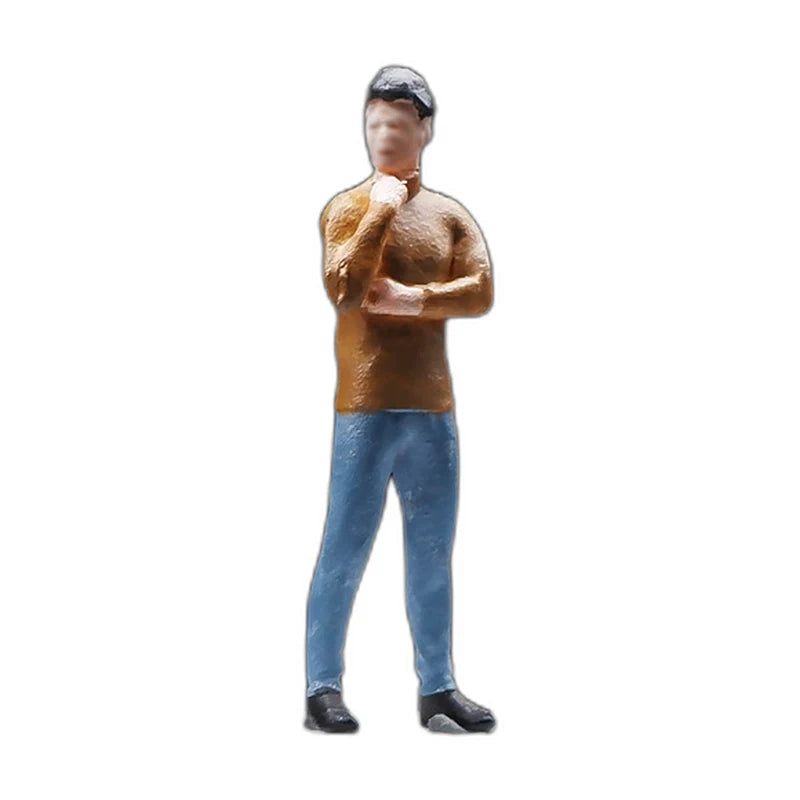 1:64 Miniature Figures – 50 People, Animals & Props, Pensive Man – Brown base