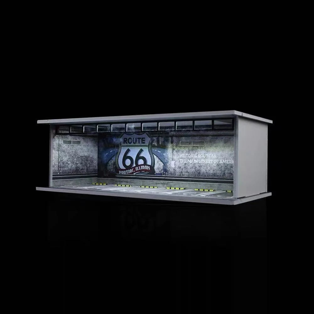 1:64 Diecast Display Case – Lit Scene Series, No. 66 Parking Lot base