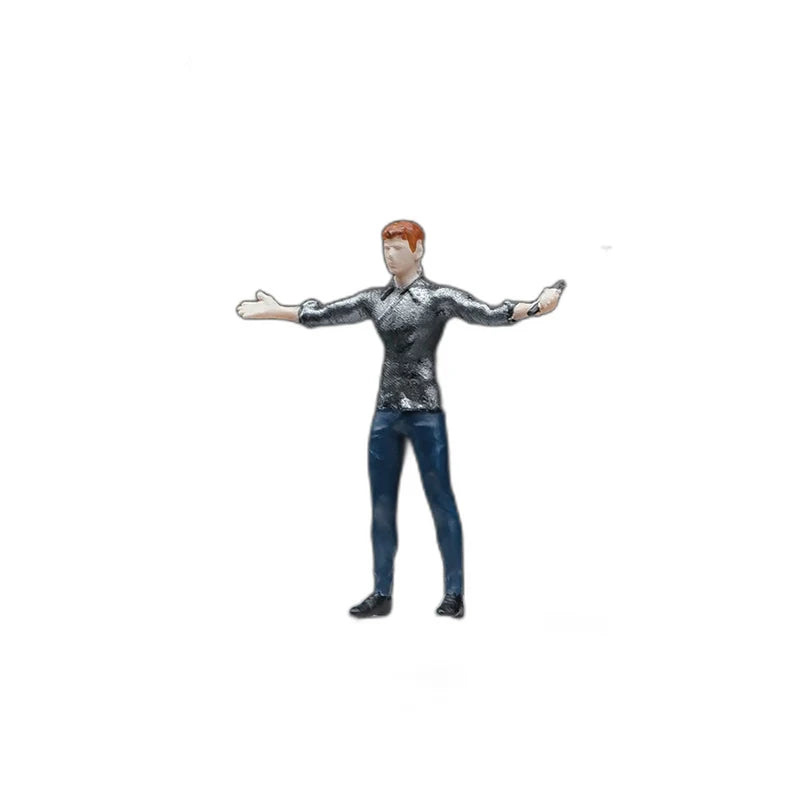 1:64 Miniature Figures – 50 People, Animals & Props, Male Singer – Arms Out base