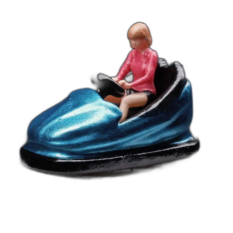 1:64 Miniature Figures – 50 People, Animals & Props, Bumper Car – Blue base