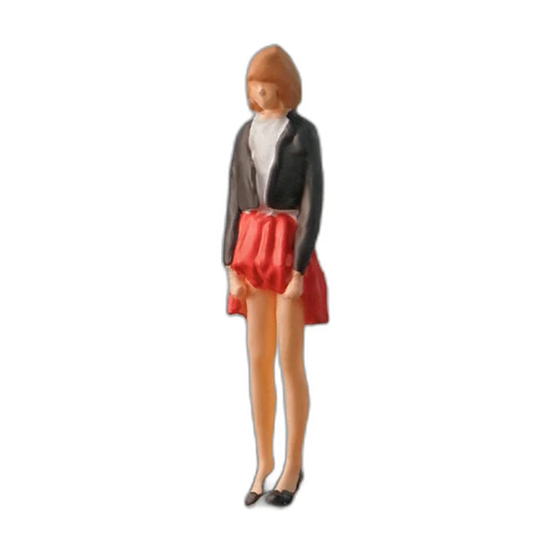 1:64 Miniature Figures – 50 People, Animals & Props, Short Dress – Red base